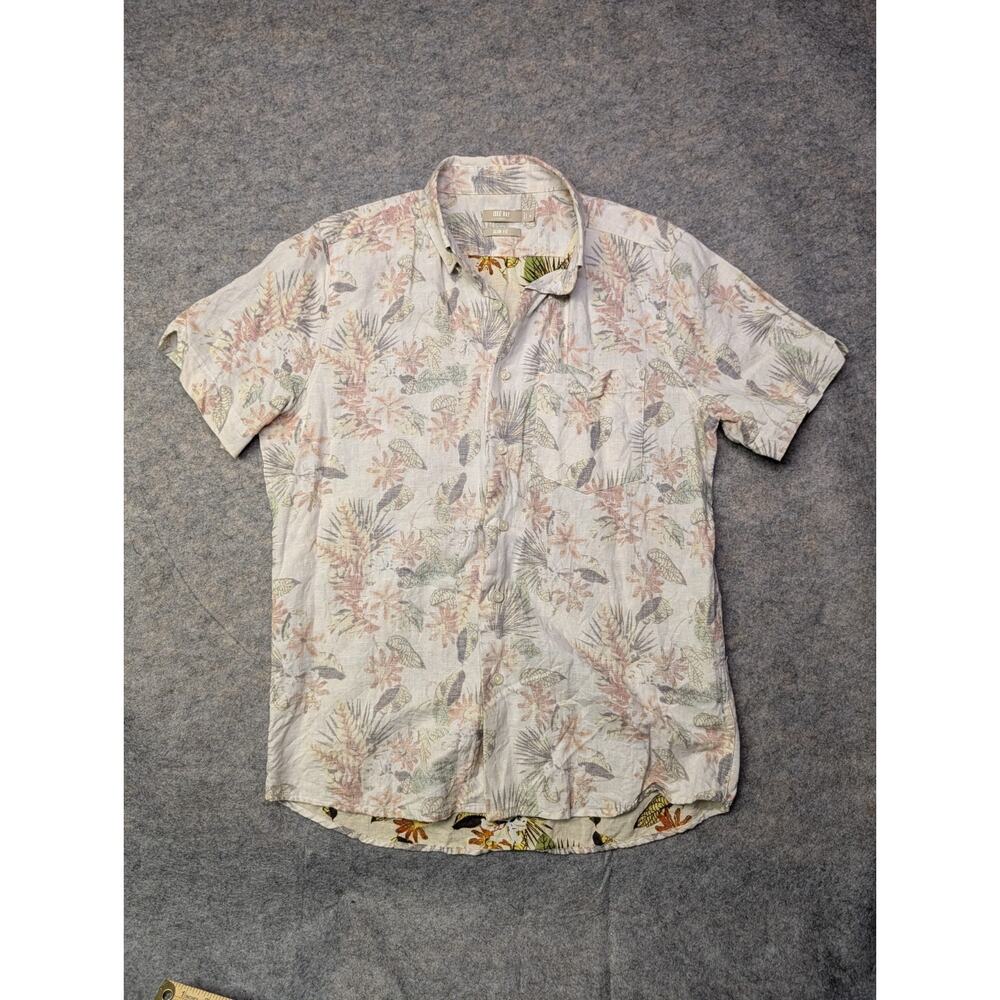 Isle Bay Linens Hawaiian Shirt Men's M Slim Fit Floral Button Up Short Sleeve